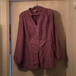 100% Silk Blouse In Lavender
